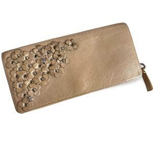 Anteprima Metallic Leather Champagne Green interior Floral Wallet